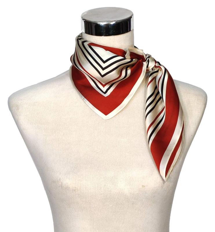 Nickituch Seide Satin Geometrisch Rot Schwarz Weiss